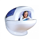 H20 Body System, vue de face, personne allongée et habillée dans appareil d'hydromassage à sec